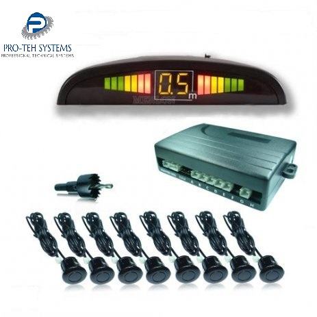 8 PARKING SENZORA + MODUL + LED DISPLAY, 4 PREDNJA, 4 ZADNJA