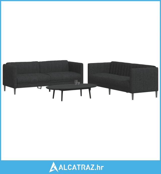 2-dijelni set sofa crni od tkanine - NOVO