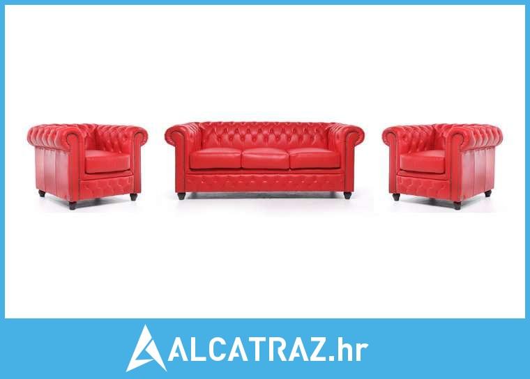 Chesterfield Set Garnitura Original Leather | 1 + 1 + 3 sjedišta | Red