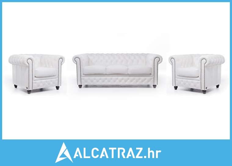 Chesterfield Set Garnitura Original Leather | 1 + 1 + 3 sjedišta | Whi