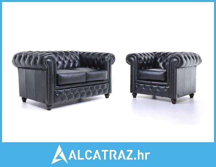 Chesterfield Set Garnitura Original Leather | 1 + 2 sjedišta | Black -