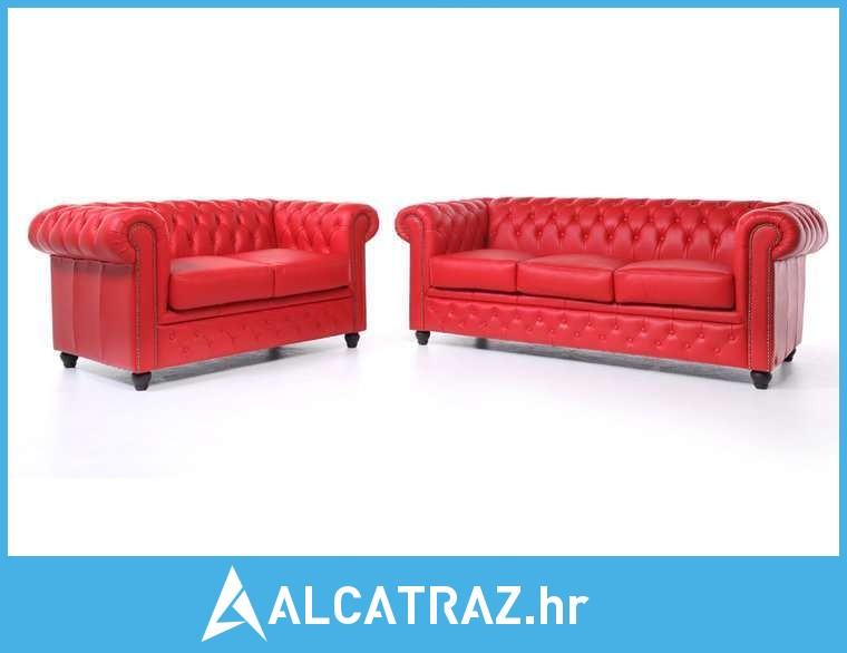 Chesterfield Set Garnitura Original Leather | 2 + 3 sjedišta | Red - N