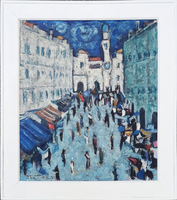 Đuro Pulitika "Dubrovnik Stradun" ulje na platnu 70x60cm; iz 1970 god