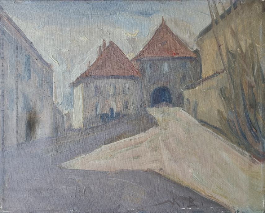 Marijan Bingula "kamenita vrata" ulje na platnu 34x41cm;