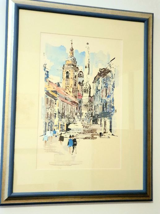 Originalna slika Ljubljana - Fontana triju kranjskih rijeka 56x73 cm