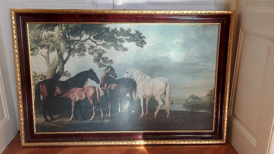 Slika Kobile i ždrijebad u prirodi uz rijeku, George Stubbs, Engleska