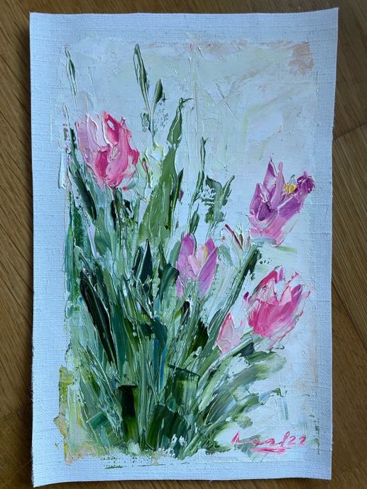 Slika na platnu “Tulipani” 18,5x11,5 cm