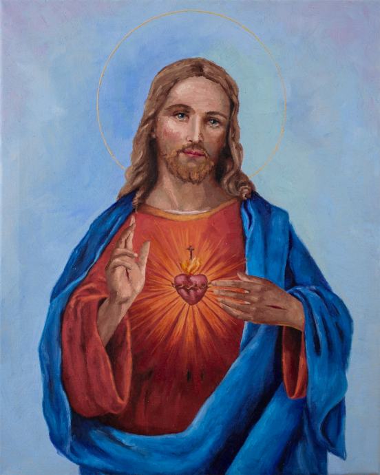 Slika ulje na platnu, Presveto Srce Isusovo, 40x50 cm