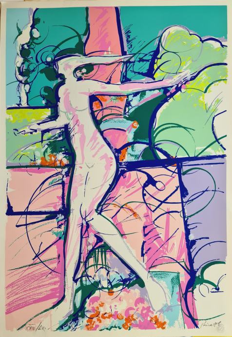 Zlatko Prica "Djevojka na obali" svilotisak serigrafija 75x50cm; 1986