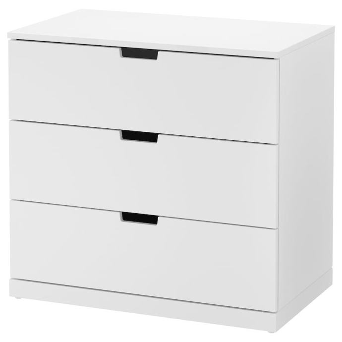 IKEA - NORDLI komoda s 3 ladice, bijela, š80xv76xd47 cm - TRI KOMADA