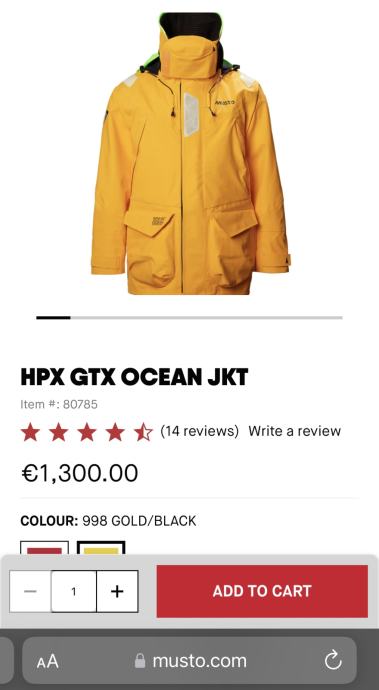 Musto HPX GORE-TEX® PRO Ocean Jacket (L) ili (XS) jedrenje