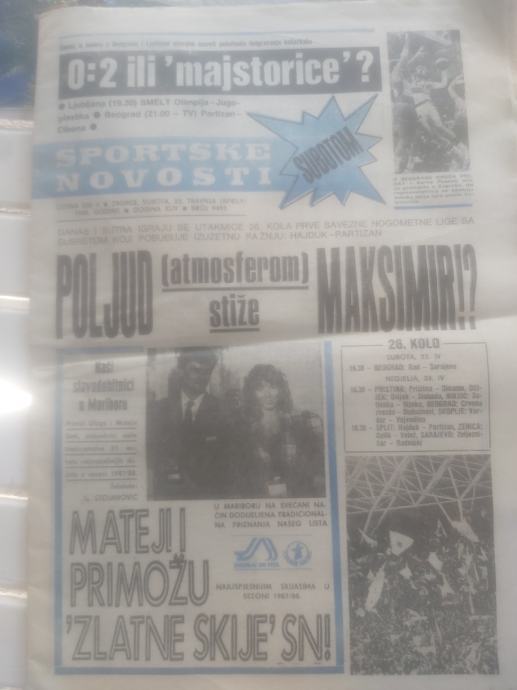 SPORTSKE NOVOSTI 1988 GODINA  HAJDUK -PARTIZAN RIJETKO