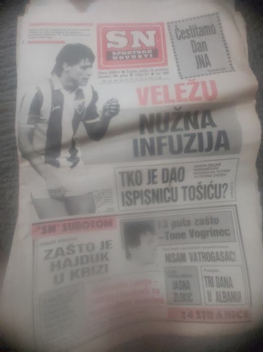 SPORTSKE NOVOSTI 1989 GODINA CRVENA ZVEZDA-VELEŽ  RIJETKO