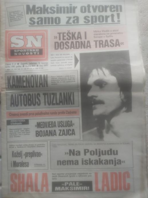 SPORTSKE NOVOSTI 1990 GODINA CRVENA ZVEZDA ZADAR  HAJDUK RIJETKO