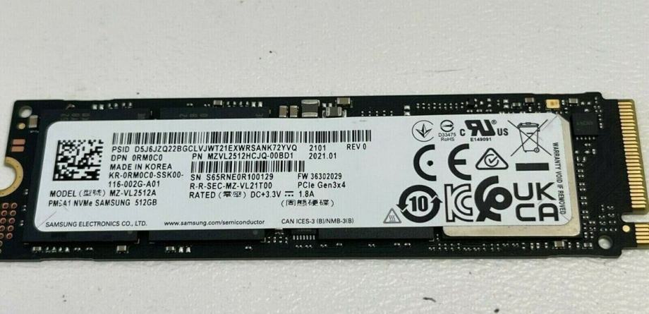 Samsung  MZVL2512HCJQ-00BD1-DELL 512GB  m.2 ssd