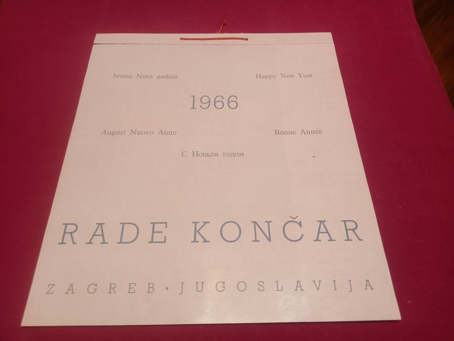 Kalendar rade Končar 1966