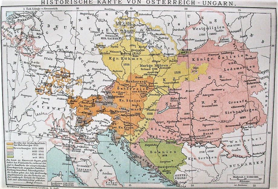 Litografija Karta Austrougarska Austrija Hrvatska MaĐarska