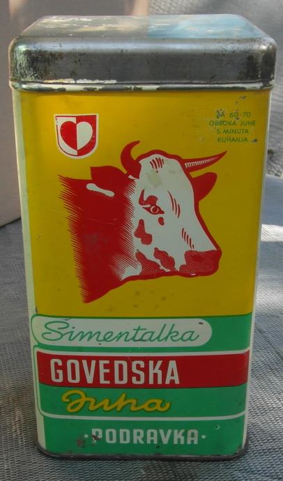 PODRAVKA - SIMENTALKA GOVEDSKA JUHA - stara limena kutija , ambalaža