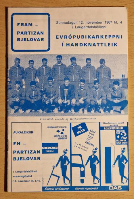 Stari nogometni program FRAM - PARTIZAN BJELOVAR 1967.