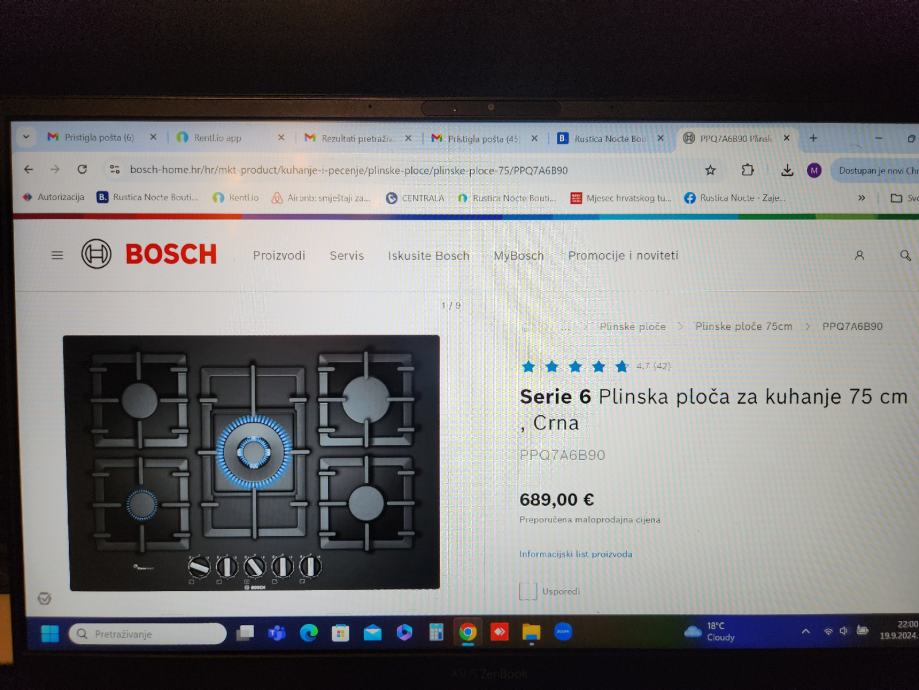 ploča plinska sa 5 plamenika Bosch