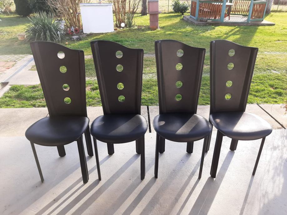 4 stolice od kože boja crna