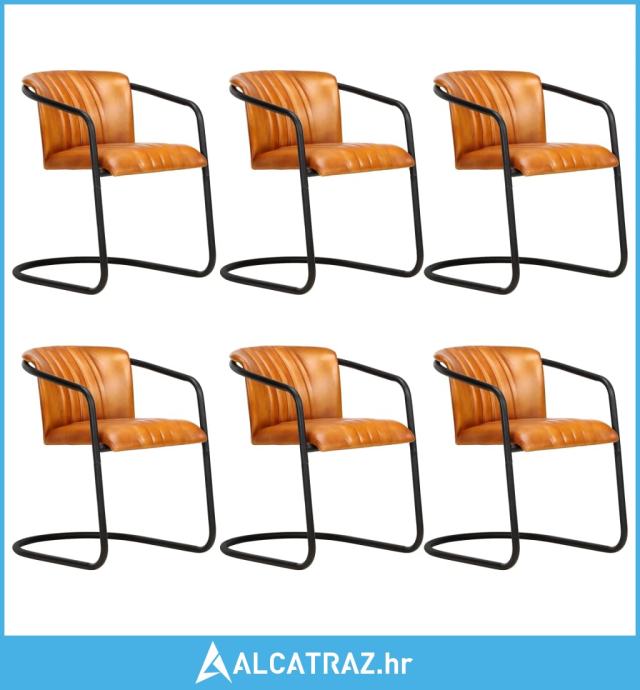 Blagovaonske stolice od prave kože 6 kom oker - NOVO