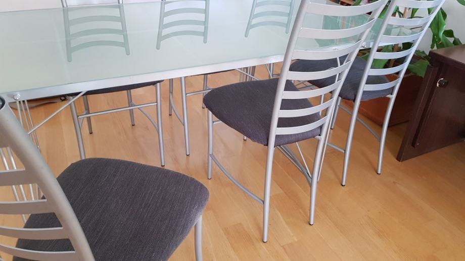 IKEA stakleni blagavaonski stol sa 6 stolica