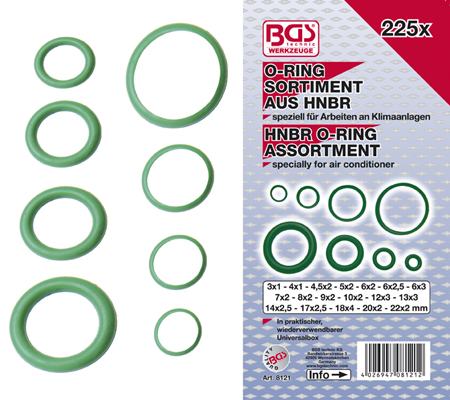 BGS set O-ring HNBR brtvi za klime - 3-22mm - 225 kom - pro+ 8121