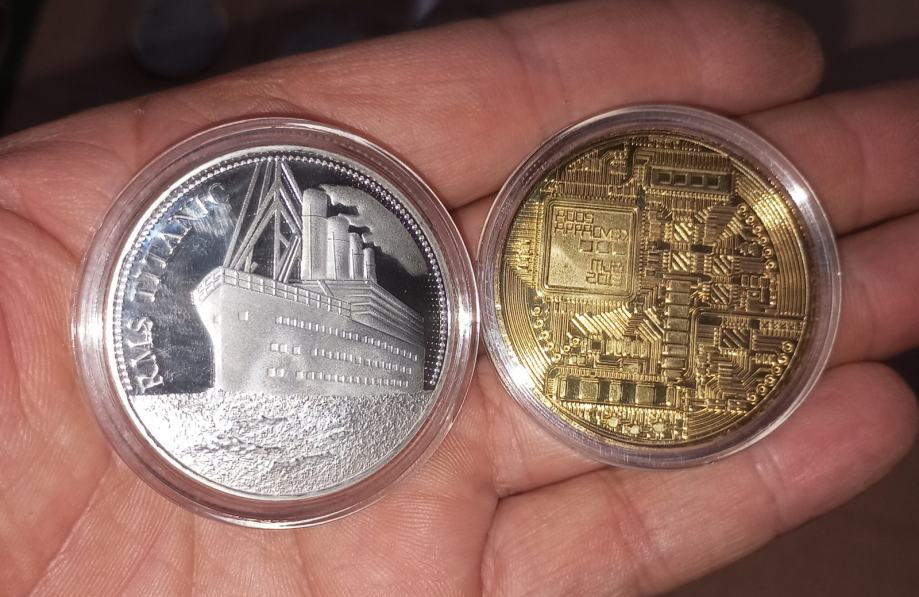 Bitcoin kovanica 8e. Titanic kovanic posrebrena 8e..SUPER POKLONI