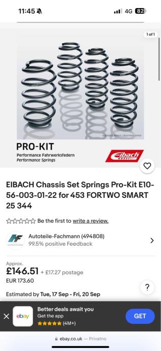 Eibach opruge za smart 453