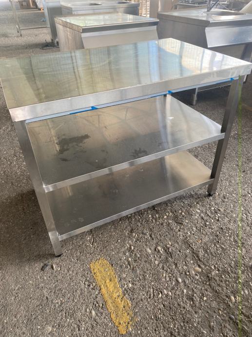 RADNI STOL S DONJOM I SREDIŠNJOM POLICOM dim. 1100x700 mm inox