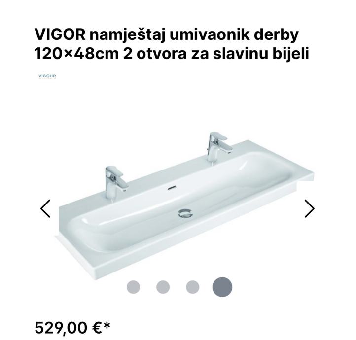 Lavabo,umivaonik dupli Vigour NOVO 120x48