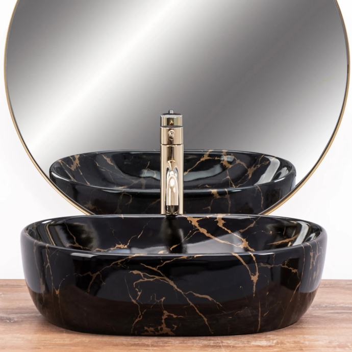 Nadgradni umivaonik Rea Amelia Black Marble shiny