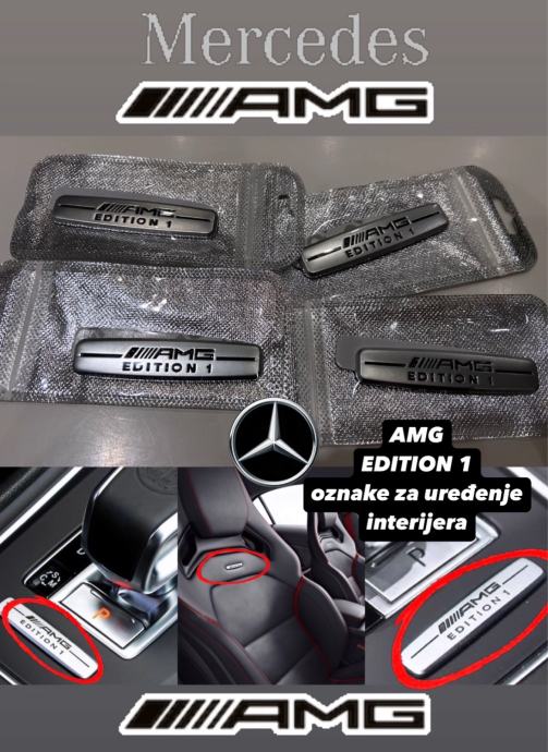 AMG EDITION 1 MERCEDES SREBRNE OZNAKE NALJEPNICE za uređenje interijer