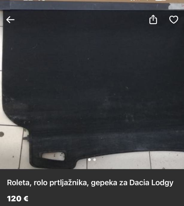 Prodajem Roletu, Rolo prtljažnika gepekta za Daciju lodgy