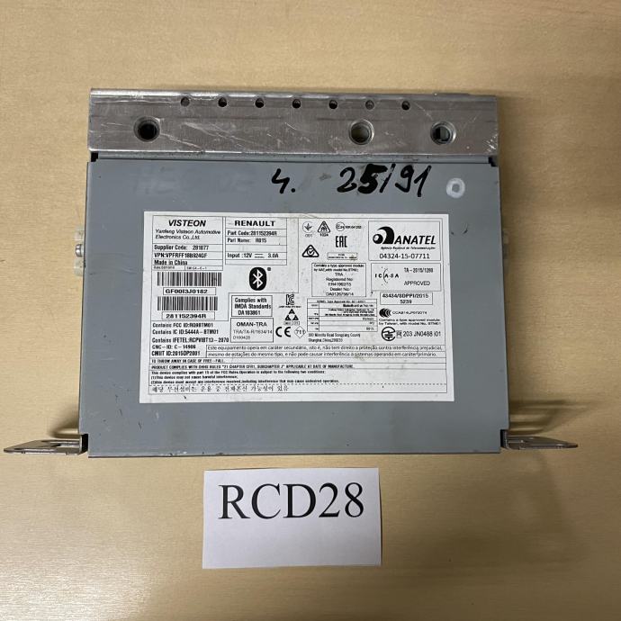 RADIO RECEIVER RENAULT SCENIC 4 281152394R VISTEON RCD28