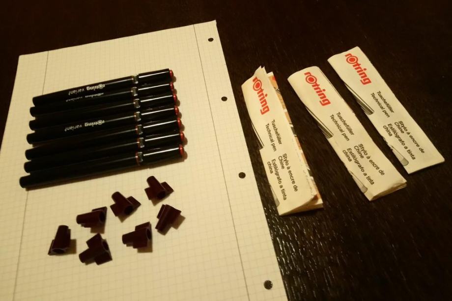 Rotring variant 0.4 mm rapidograf SET od 7 olovki, 7 ključeva, 3 upute