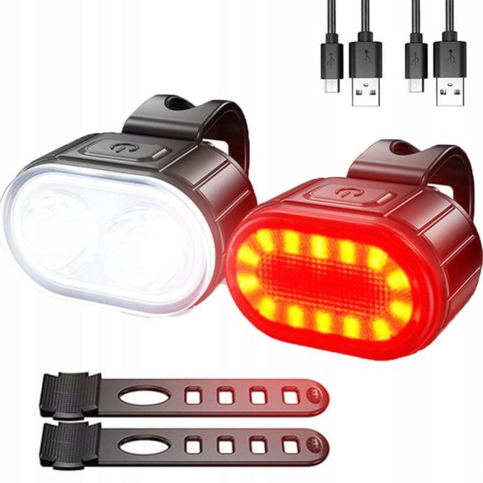 Set USB punjiva lampa za bicikl + stražnje svjetlo 2