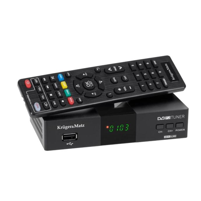 Univerzalni TV dekoder DVB-T2 prijemnik H.265 HEVC USB + daljinski