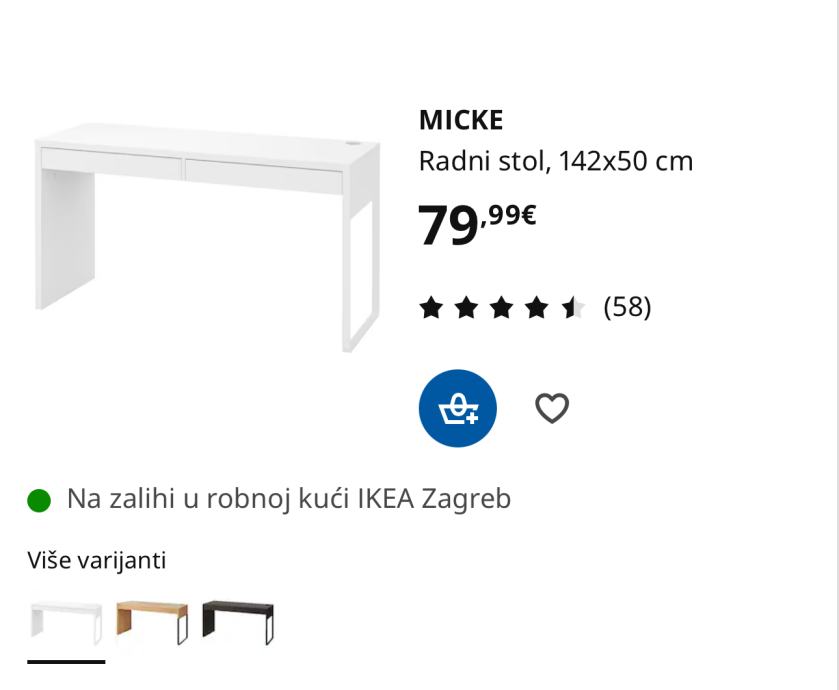 IKEA radni stol Micke, kao nov, slabo koristen