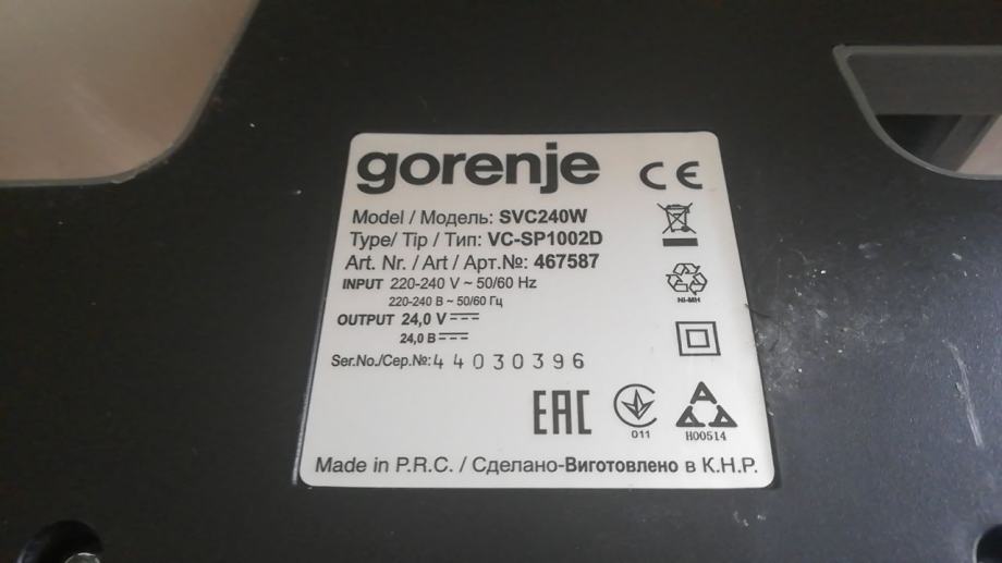 Gorenje svc240w аккумулятор