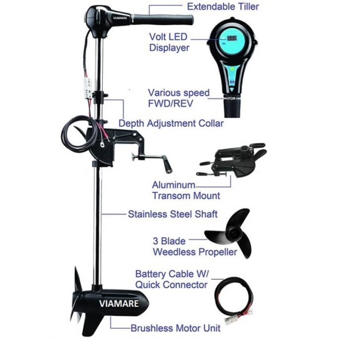 ELEKTRIČNI VANBRODSKI MOTOR za čamac VIAMAREsport 120 Lbs, 1470W-24V