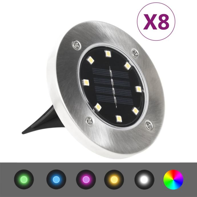 Solarne podne svjetiljke s LED žaruljama 8 kom boje RGB - NOVO