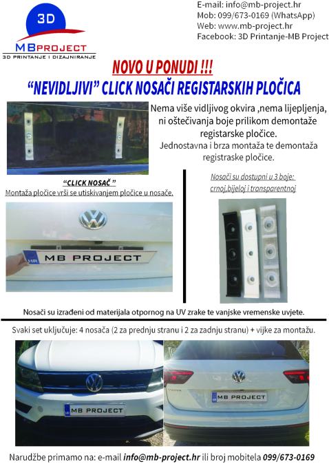 Nevidljivi "CLICK" nosač tablica