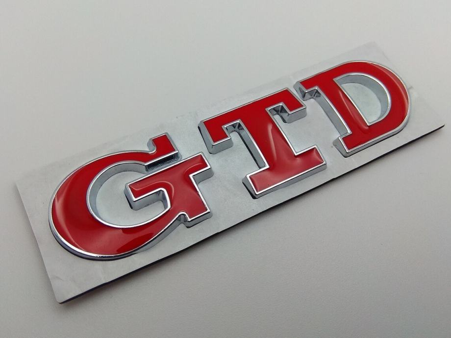 **VW** Volkswagen GTD -oznaka, logo, emblem, naljepnica, CRVENA