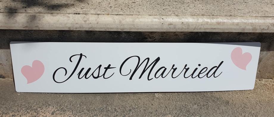 PVC PLOČA- TABLICA za AUTO od MLADENACA za VJENČANJE - Just Married