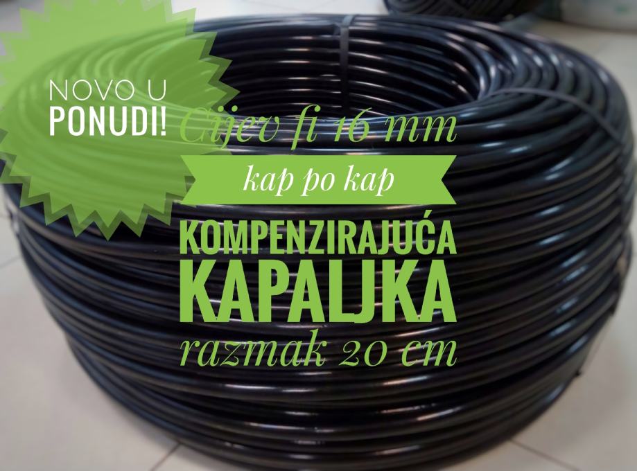 Cijev kap po kap  16x1,1x20cmx 3,00l/h sa samoregulirajoćom kapaljkom