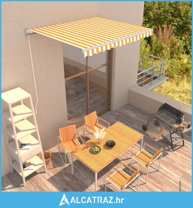 Tenda na ručno uvlačenje 300 x 250 cm žuto-bijela - NOVO