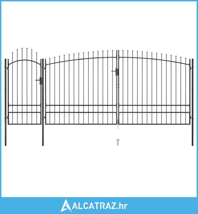 Vrata za vrtnu ogradu s ukrasnim kopljima 5 x 2,45 m crna - NOVO