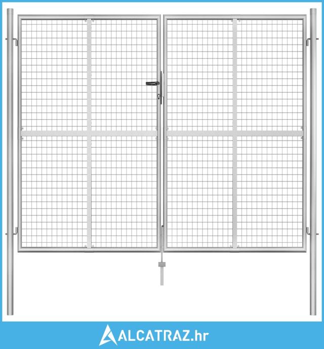 Vrtna vrata od pocinčanog čelika 306 x 250 cm srebrna - NOVO